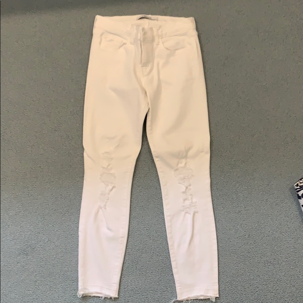JBrand Distressed White Jeans